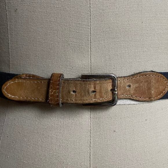 Leather Canvas Belt Blue - Picture 5 of 5